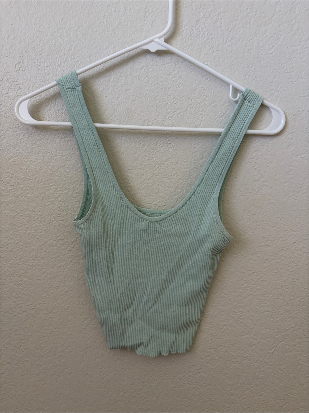 La Hearts Ribbed Scoop Crop Tank Top - Mint